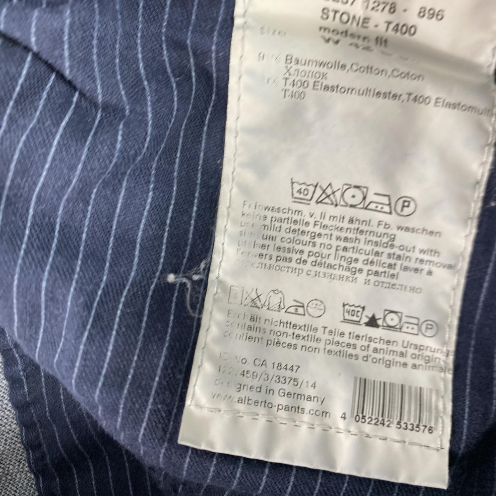 Alberto Stone T400 Modern Fit Jeans Mens 44x32 Blue Straight Leg Denim Pants - Picture 13 of 14